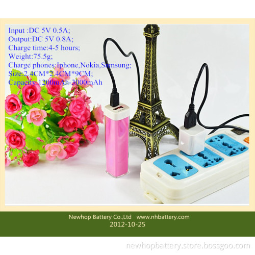 Lipstick Mobile Power Bank 2600mAh for Mobile Phone